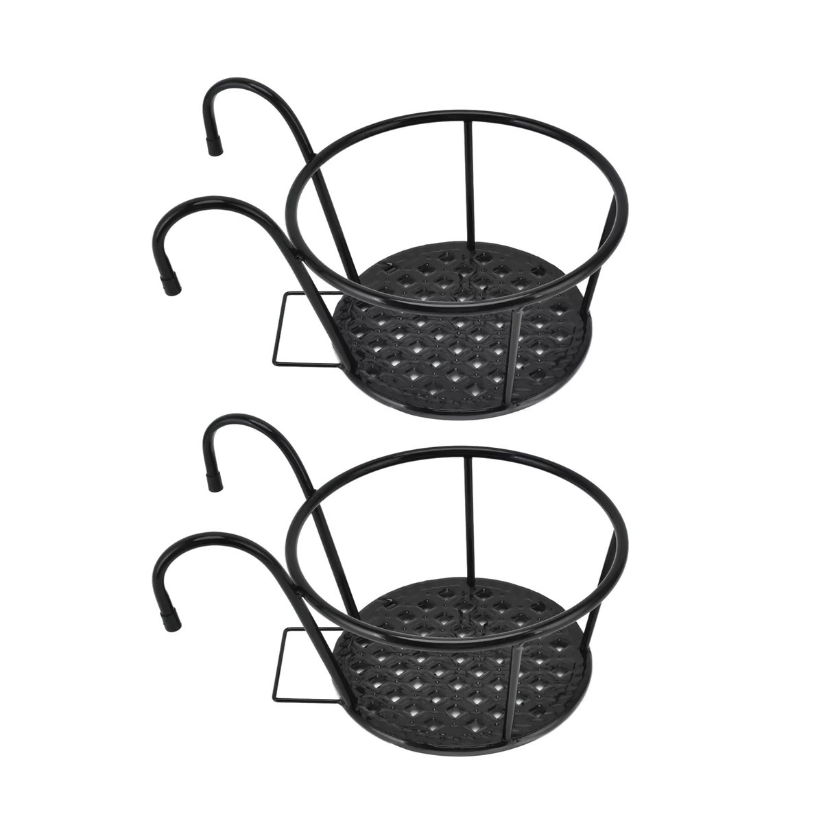 TOPINCN 2er Set Hängende Pflanzkörbe aus Metall in Schwarz mit Herz-Design und Haken für Terrasse und Balkon - Bild 4