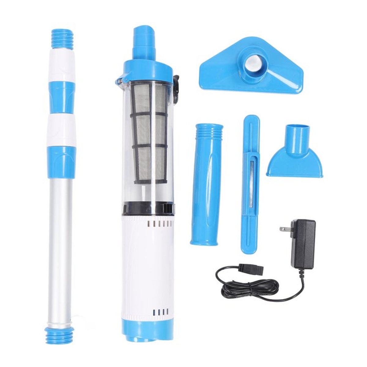 TOPINCN 3-in-1 Pool-Staubsauger mit Badewannen-Adapter, wiederaufladbar und energiesparend, Blau - Bild 1