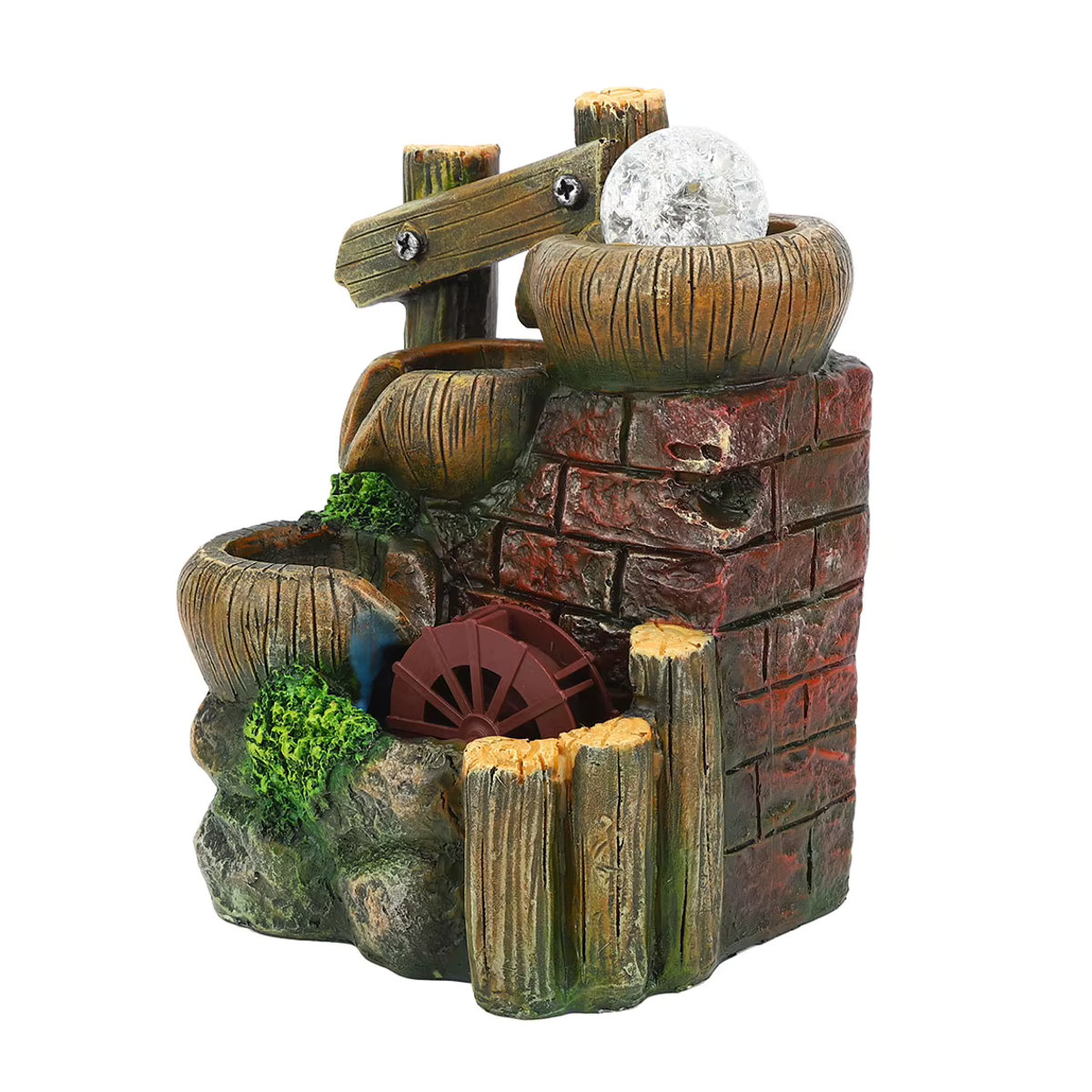 TOPINCN Desktop-Brunnen aus Kunstharz mit LED-Beleuchtung und Kaskaden-Effekt in mehrfarbigem Design - Bild 2