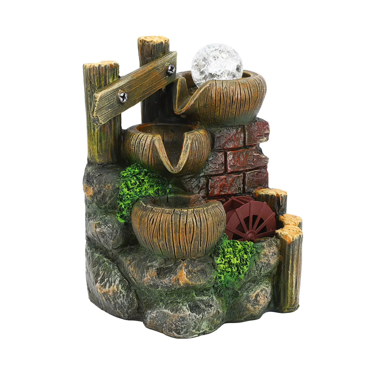 TOPINCN Desktop-Brunnen aus Kunstharz mit LED-Beleuchtung und Kaskaden-Effekt in mehrfarbigem Design - Bild 3