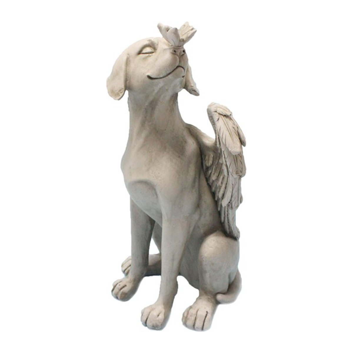 TOPINCN Engel Hund Gedenkstatue aus Kunstharz in Grau als dekoratives Haustier Denkmal für den Garten - Bild 1