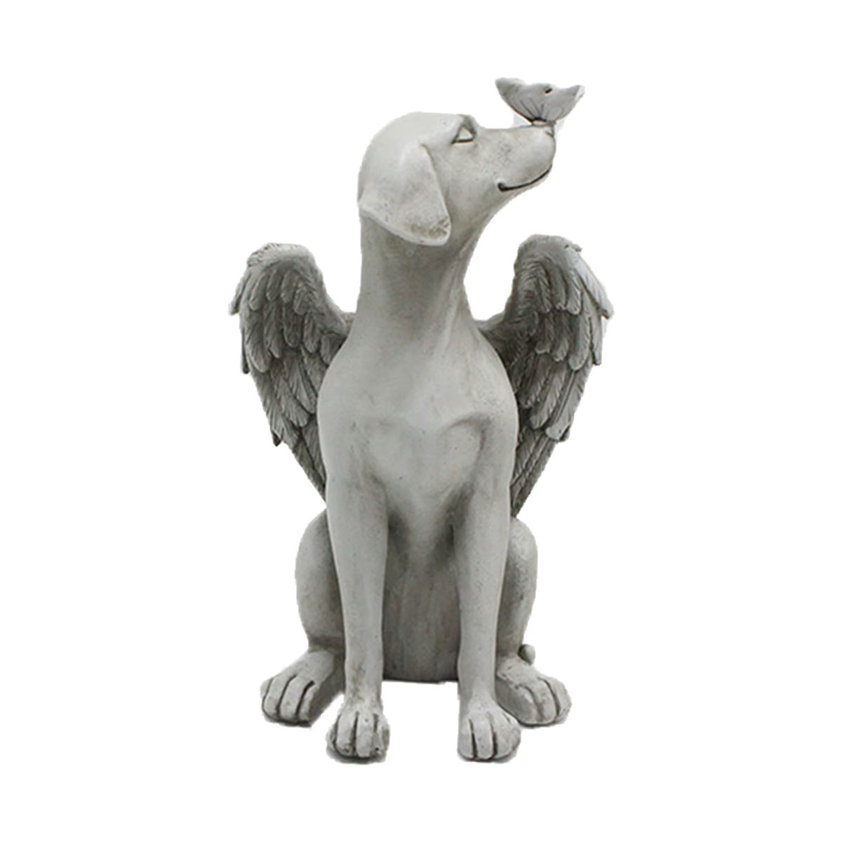 TOPINCN Engel Hund Gedenkstatue aus Kunstharz in Grau als dekoratives Haustier Denkmal für den Garten - Bild 2