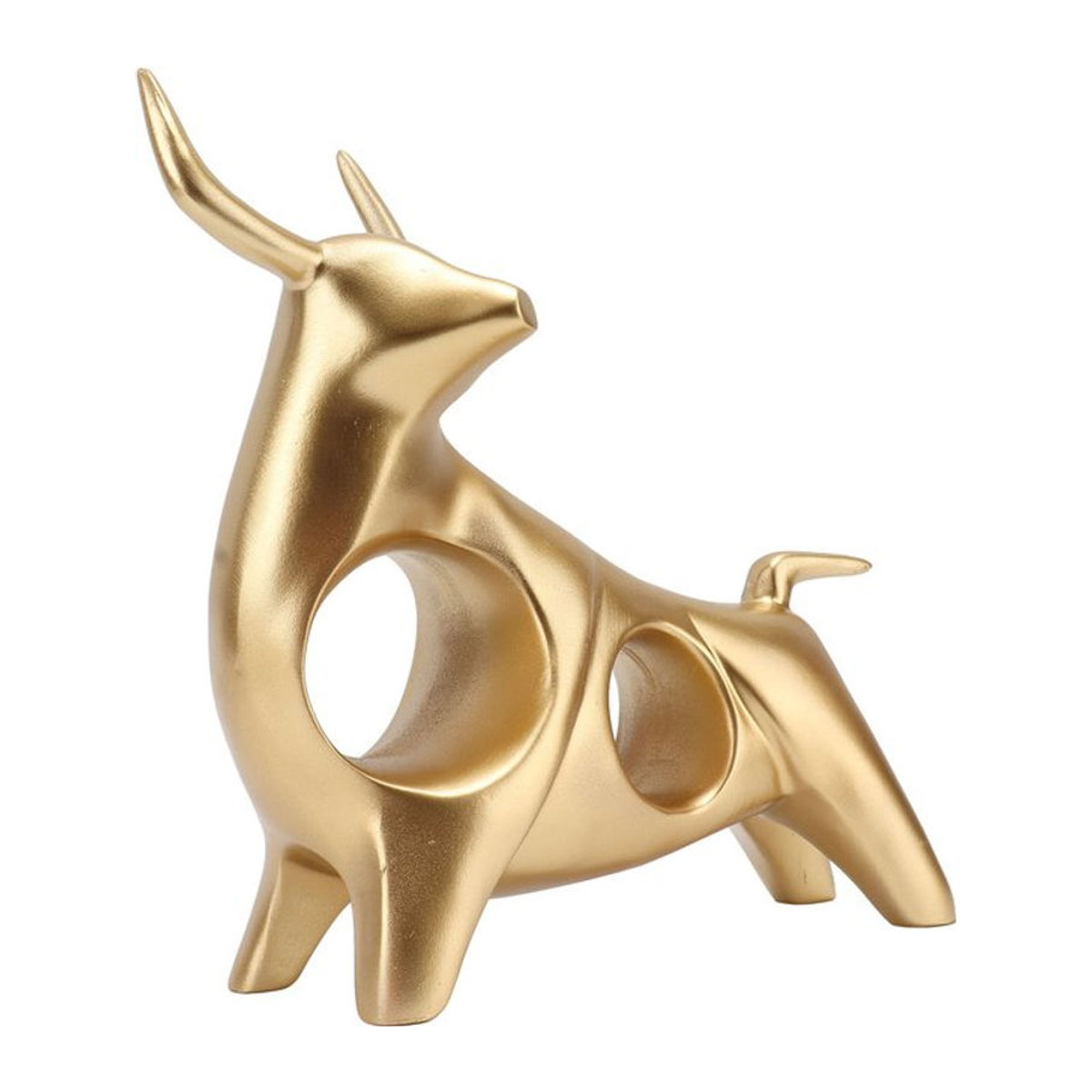 TOPINCN Golden Bull Skulptur aus Kunstharz und Metall in Gold für Feng Shui Dekoration im Büro oder Arbeitszimmer - Bild 1