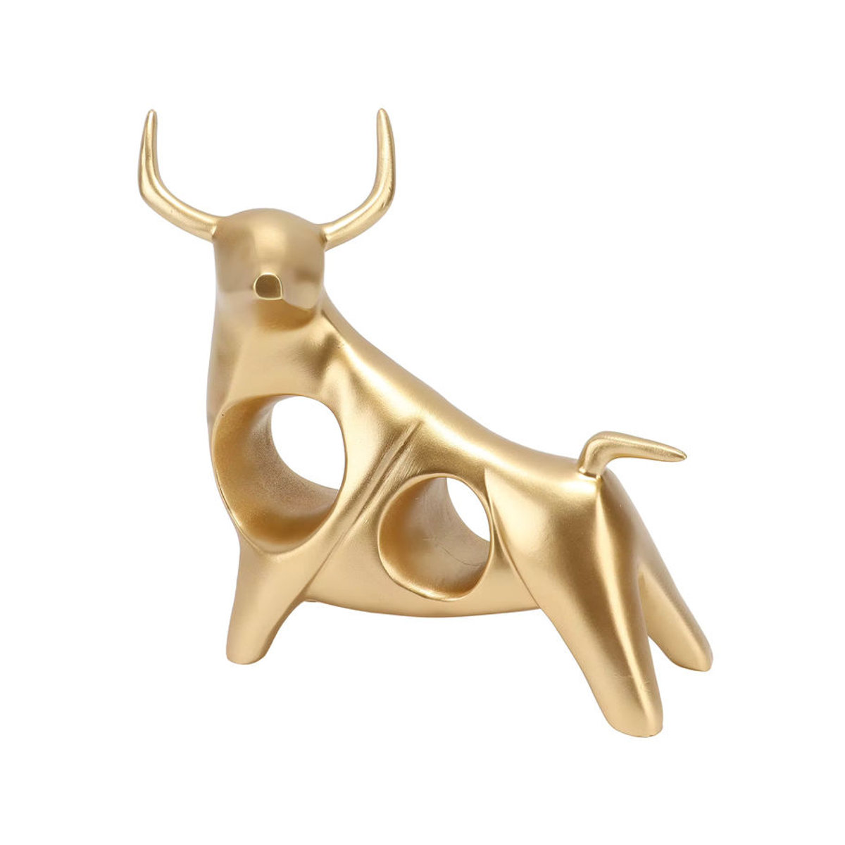 TOPINCN Golden Bull Skulptur aus Kunstharz und Metall in Gold für Feng Shui Dekoration im Büro oder Arbeitszimmer - Bild 2