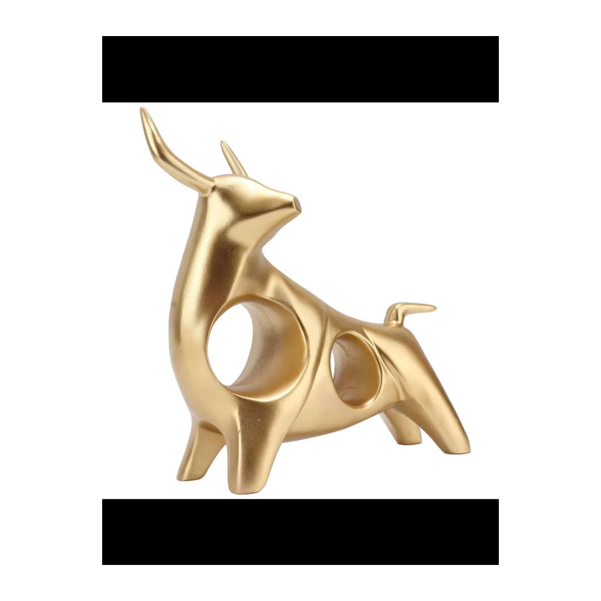 TOPINCN Golden Bull Skulptur aus Kunstharz und Metall in Gold für Feng Shui Dekoration im Büro oder Arbeitszimmer - Bild 3