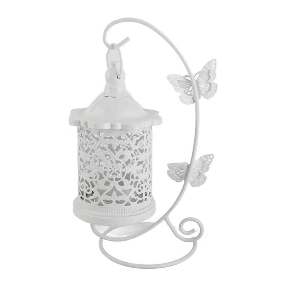TOPINCN Kerzenhalter aus Eisen in weißer Vogelkäfigform mit floralem Design für Teelichter - Bild 1