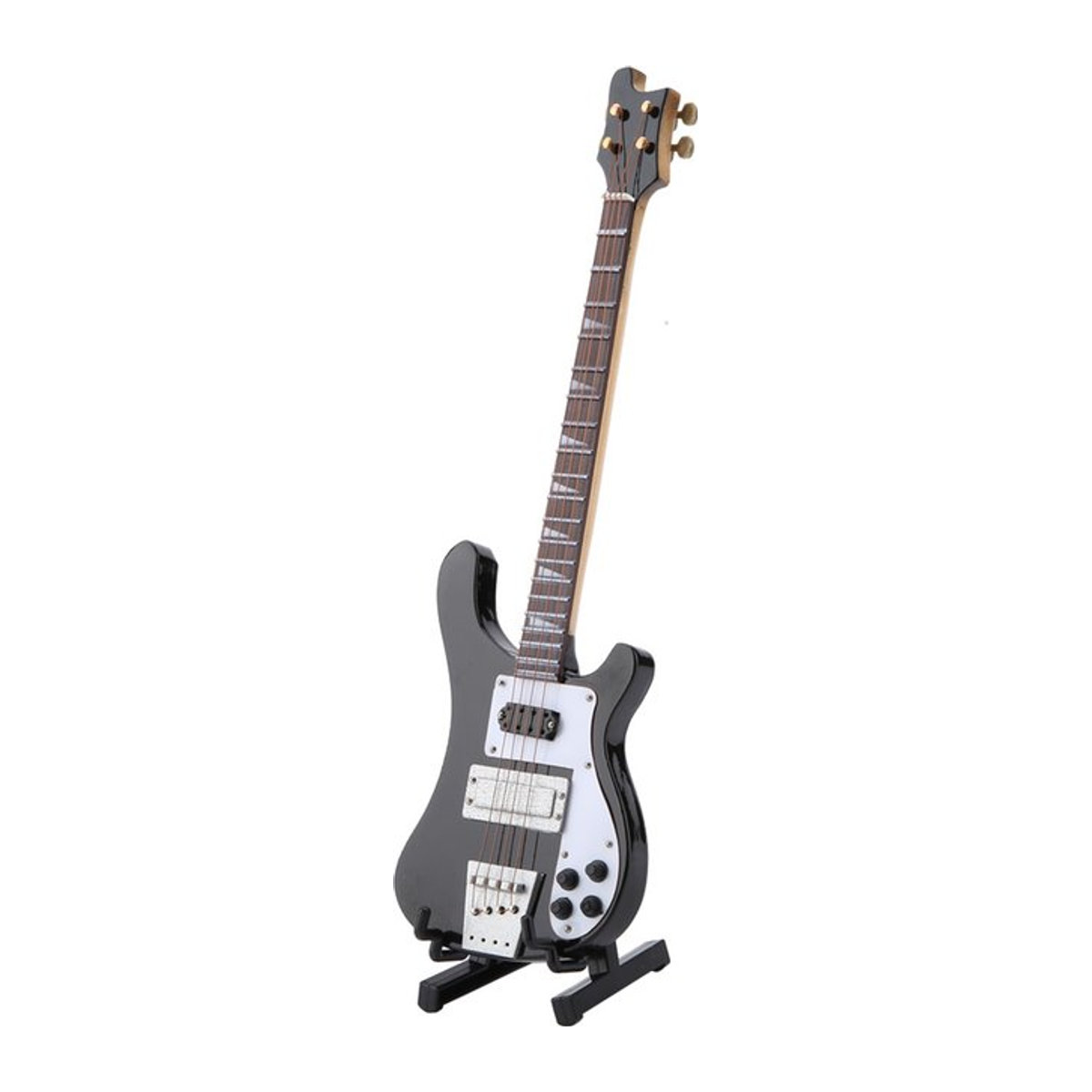 TOPINCN Miniatur-Bassgitarre Replik in Schwarz mit Ständer, Musikinstrument Modell aus Kunststoff zur Dekoration für Schreibtisch oder Bücherregal, Höhe: 20 cm - Bild 1