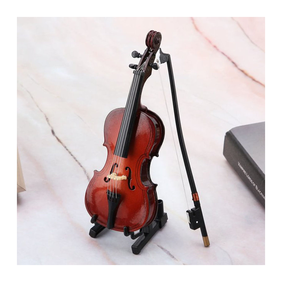 TOPINCN Miniatur Cello Replik aus Lindenholz in Braun, 14 cm Dekorationsmodell für Schreibtisch und Bücherregal - Bild 1