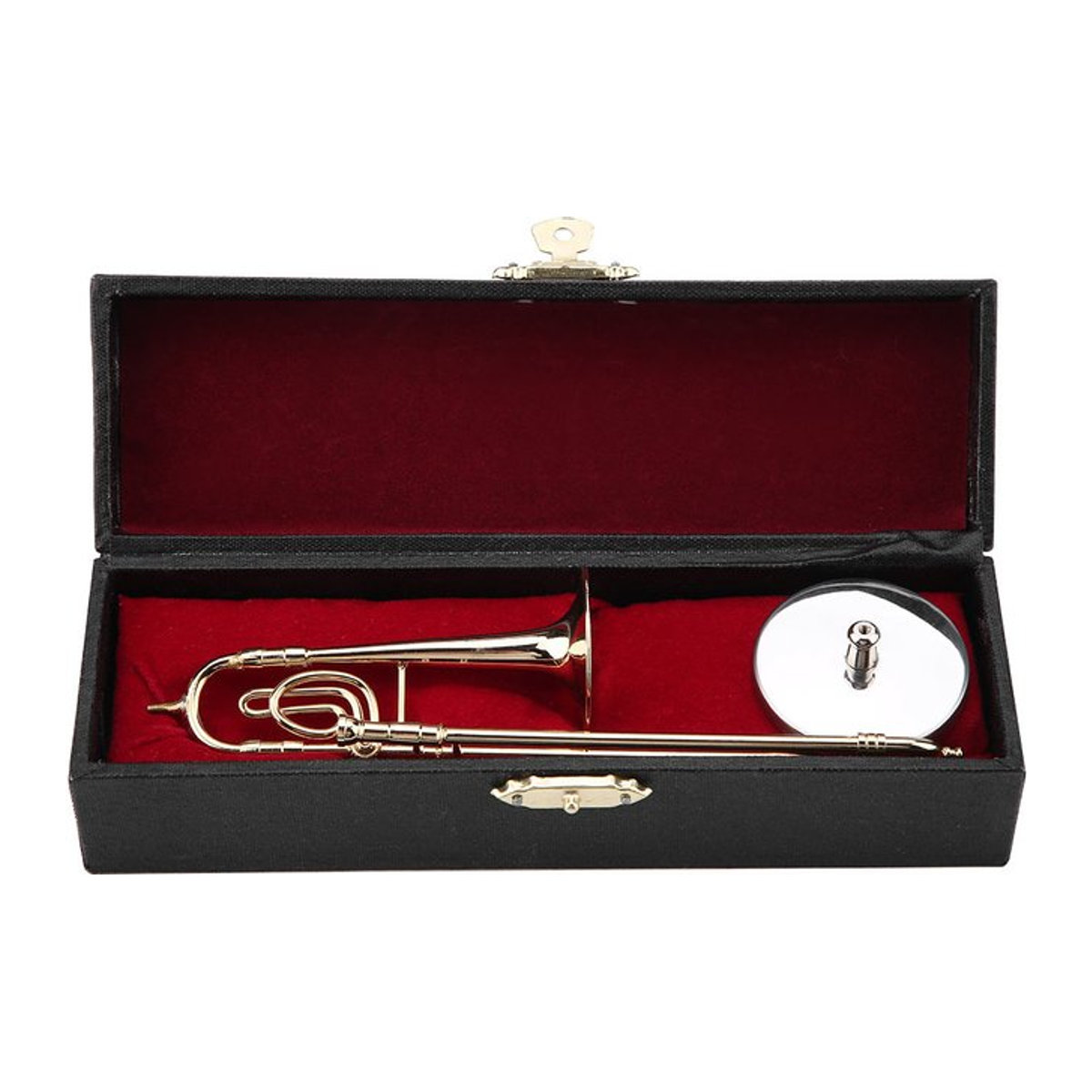 TOPINCN Miniatur Posaune Replik in Gold mit Ständer als dekoratives Musikinstrument-Modell - Bild 1