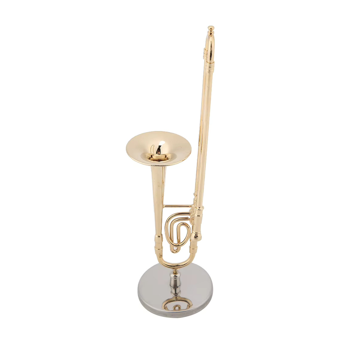 TOPINCN Miniatur Posaune Replik in Gold mit Ständer als dekoratives Musikinstrument-Modell - Bild 2
