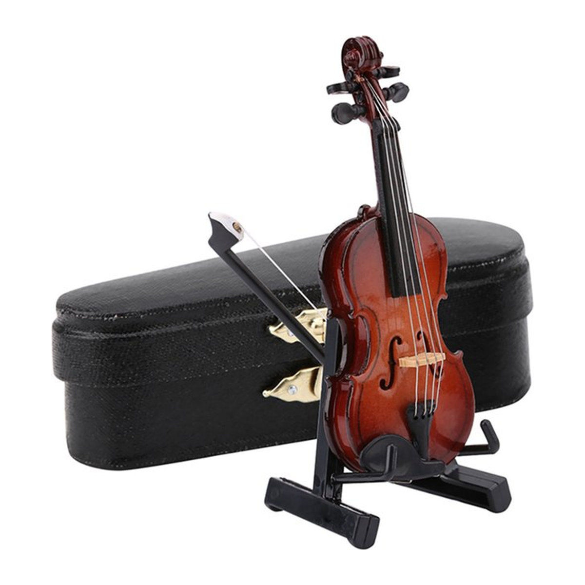 TOPINCN Miniatur-Violine Replik Modell in Braun mit Ständer und Etui als Puppenhaus-Zubehör und Deko-Geschenk - Bild 1