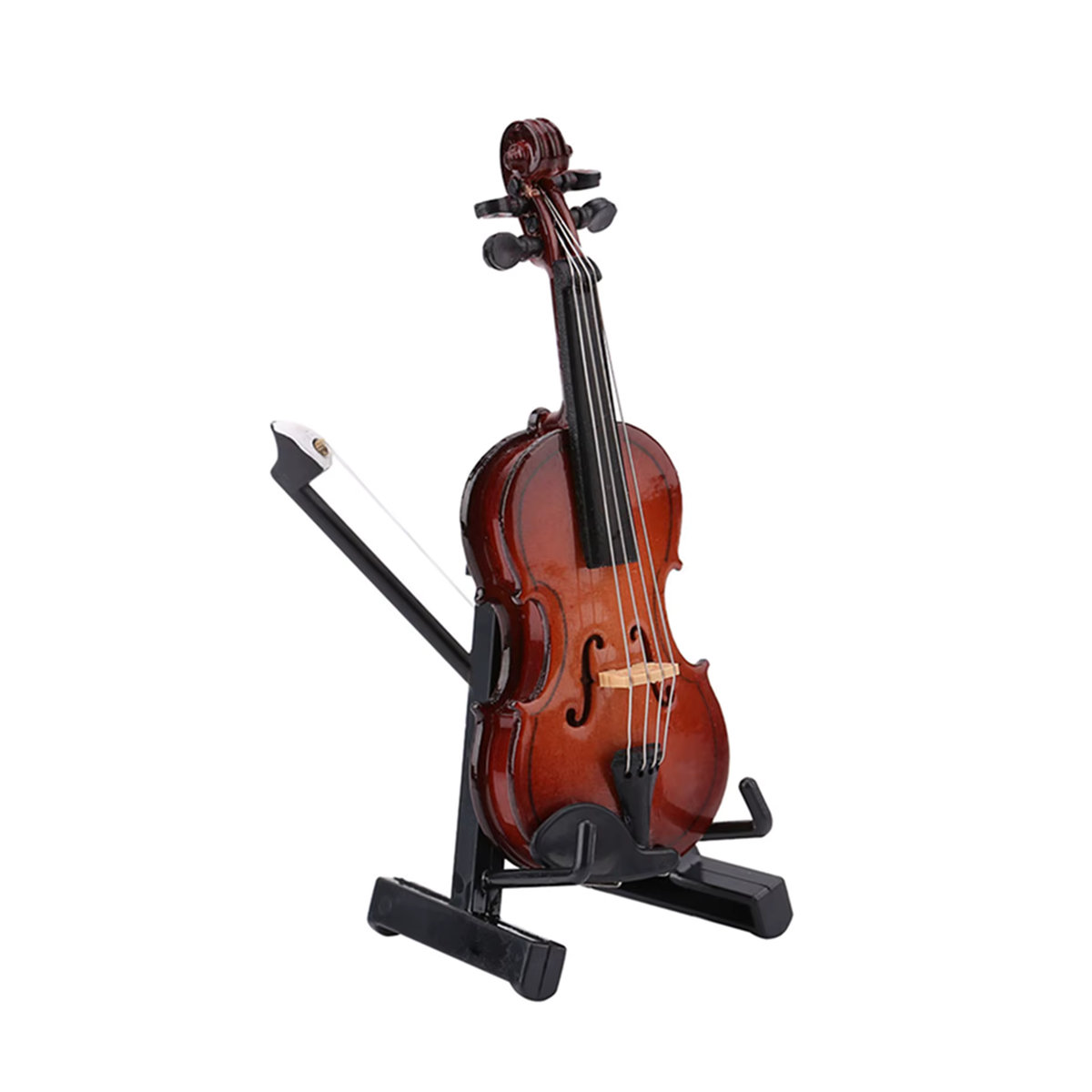 TOPINCN Miniatur-Violine Replik Modell in Braun mit Ständer und Etui als Puppenhaus-Zubehör und Deko-Geschenk - Bild 2