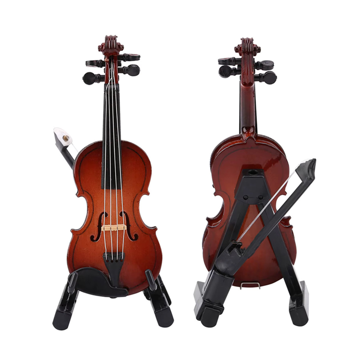 TOPINCN Miniatur-Violine Replik Modell in Braun mit Ständer und Etui als Puppenhaus-Zubehör und Deko-Geschenk - Bild 3