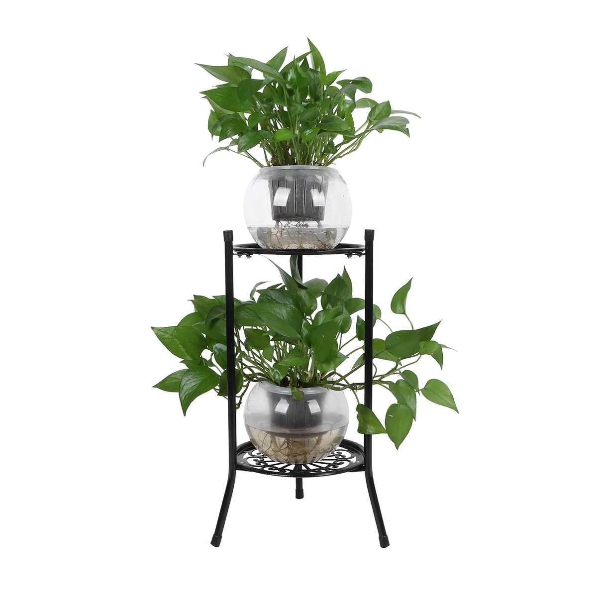 TOPINCN Pflanzenständer aus Metall mit 2 Ebenen als Blumentopf Halter und Display Regal für Garten Balkon und Innenräume in Weiß oder Schwarz - Bild 2