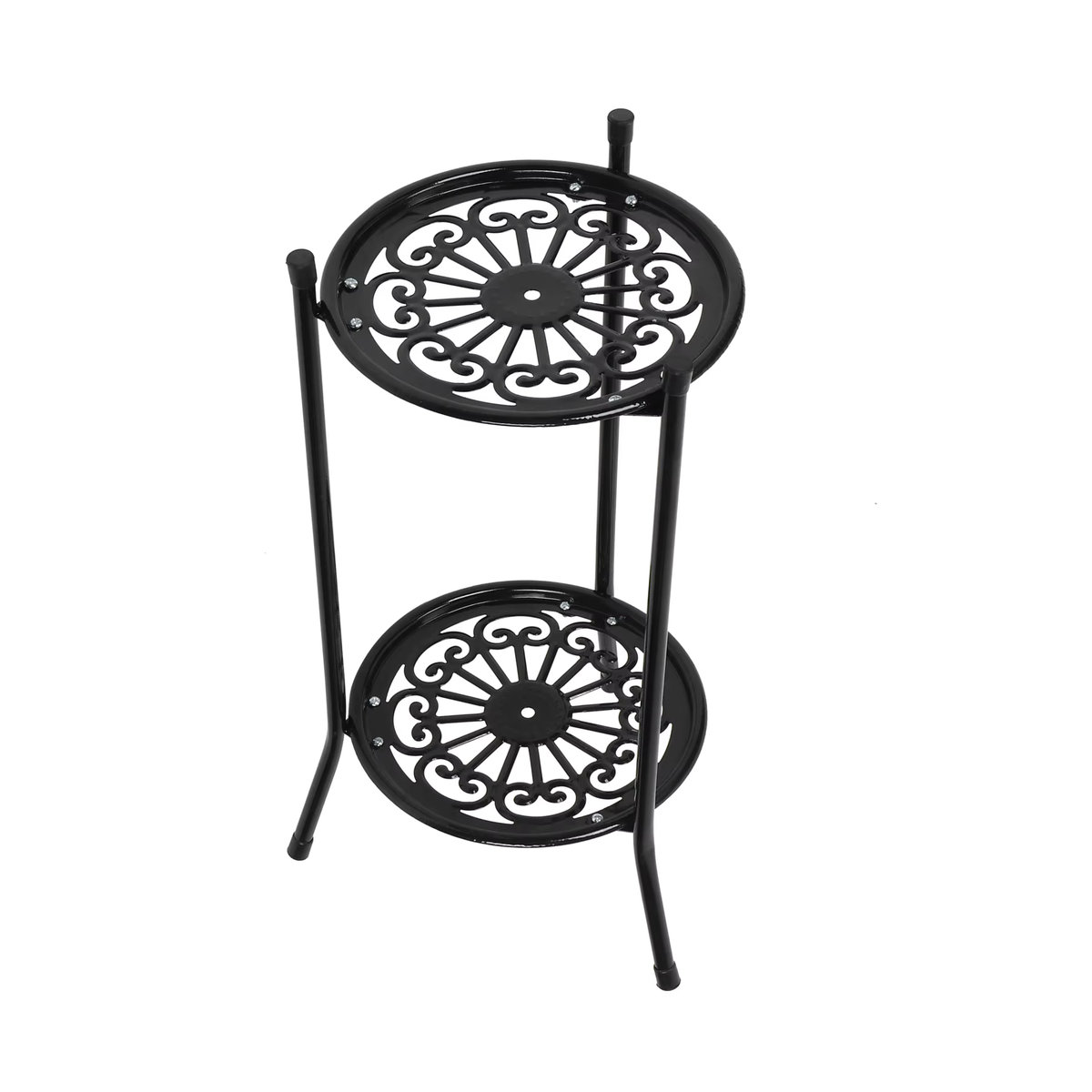 TOPINCN Pflanzenständer aus Metall mit 2 Ebenen als Blumentopf Halter und Display Regal für Garten Balkon und Innenräume in Weiß oder Schwarz - Bild 3