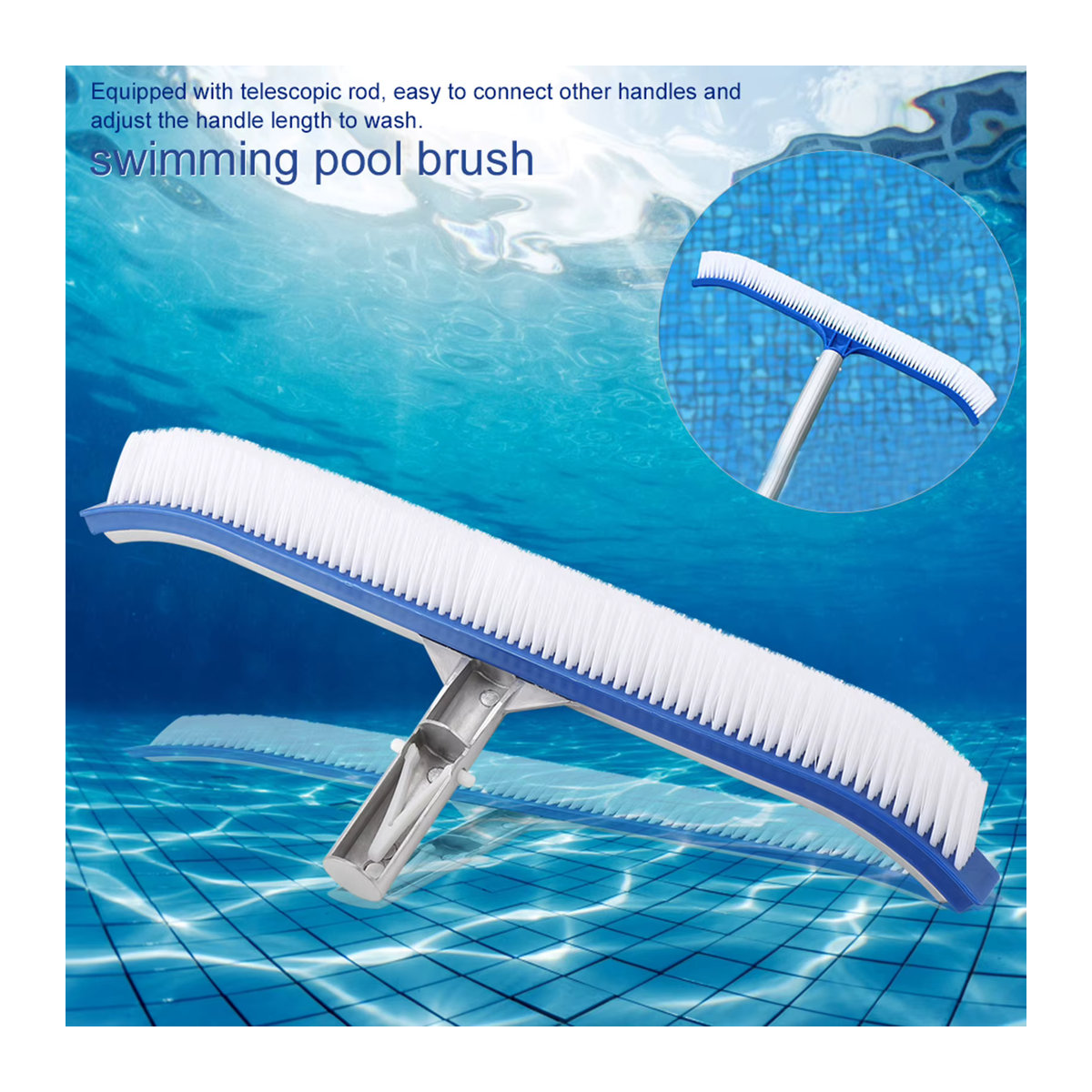 TOPINCN Schwimmbad Wandbürste mit Aluminiumgriff für Pool, Teich und Spa, 45 cm - Bild 2