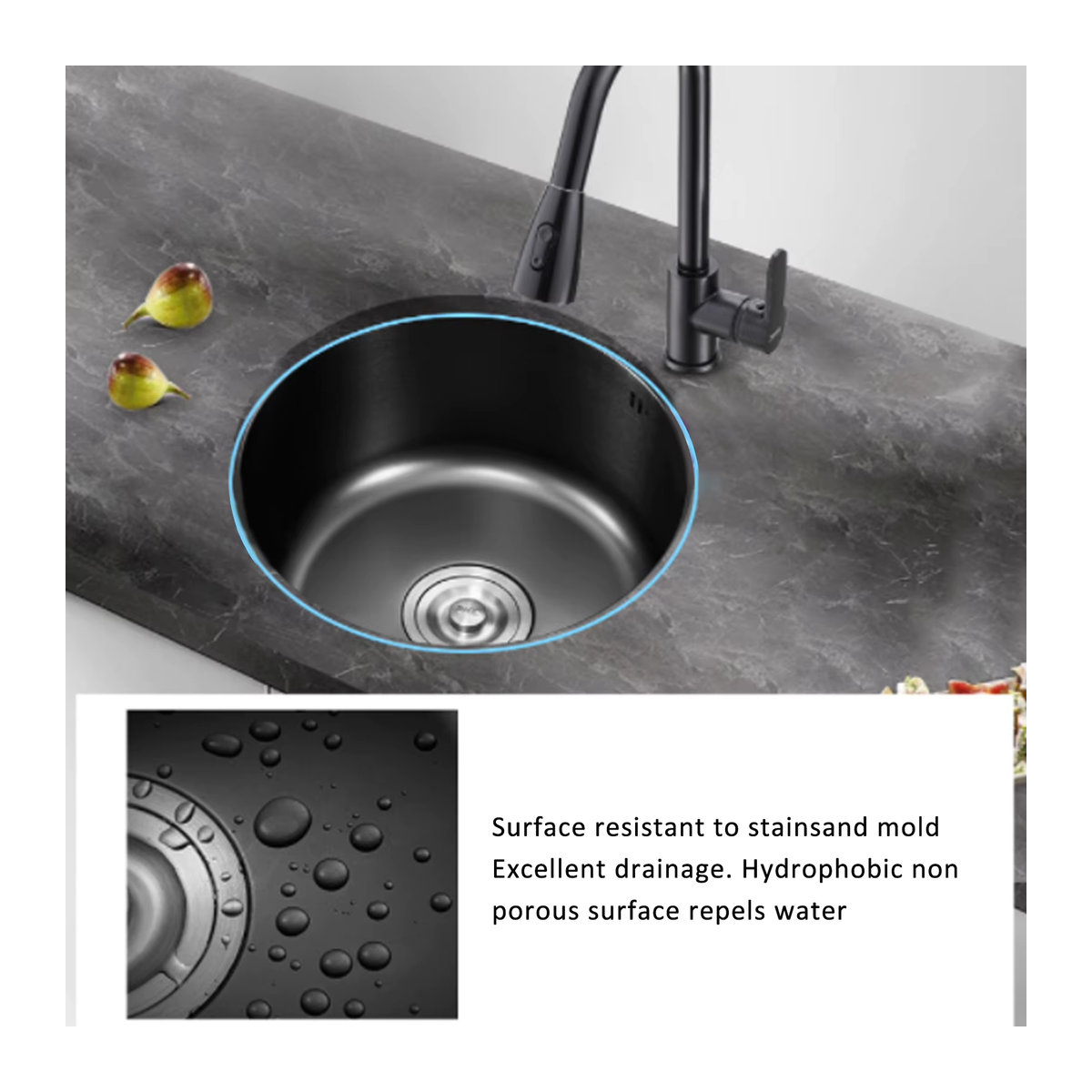 TOPINCN Single Bowl Küchenspüle Set aus Edelstahl in Schwarz mit großem Waschbecken und Abfluss im modernen Design - Bild 3