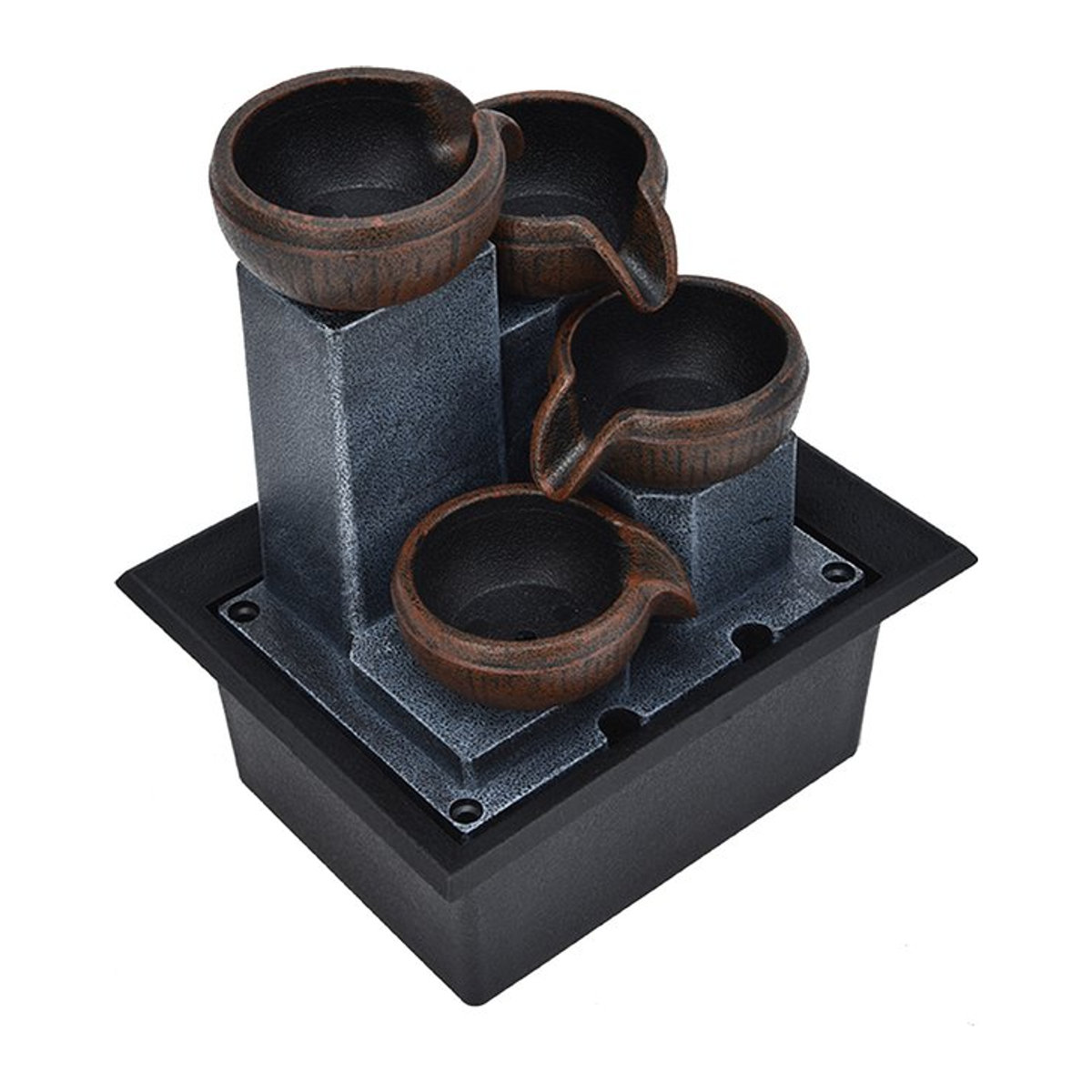 TOPINCN Tischwasserbrunnen Kaskade aus Polyresin mit gelber LED-Beleuchtung in Schwarz zur Dekoration für Büro und Meditationsraum - Bild 1