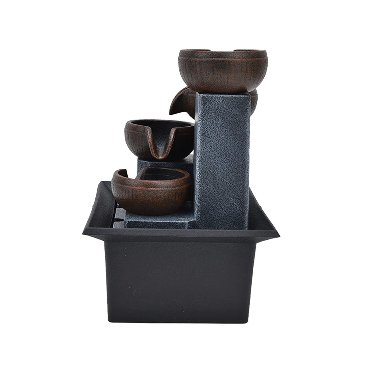 TOPINCN Tischwasserbrunnen Kaskade aus Polyresin mit gelber LED-Beleuchtung in Schwarz zur Dekoration für Büro und Meditationsraum - Bild 4