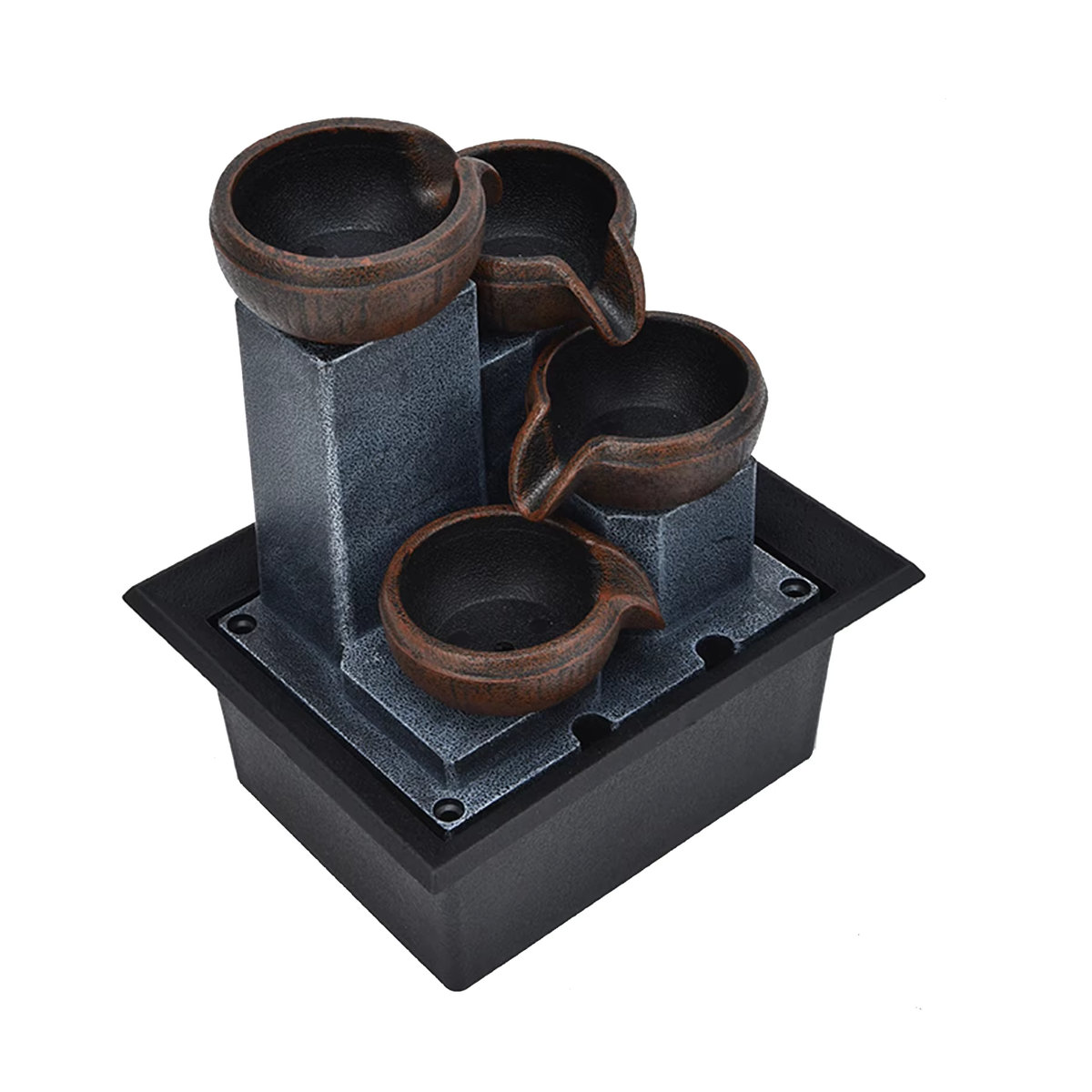 TOPINCN Tischwasserbrunnen Kaskade aus Polyresin mit gelber LED-Beleuchtung in Schwarz zur Dekoration für Büro und Meditationsraum - Bild 6