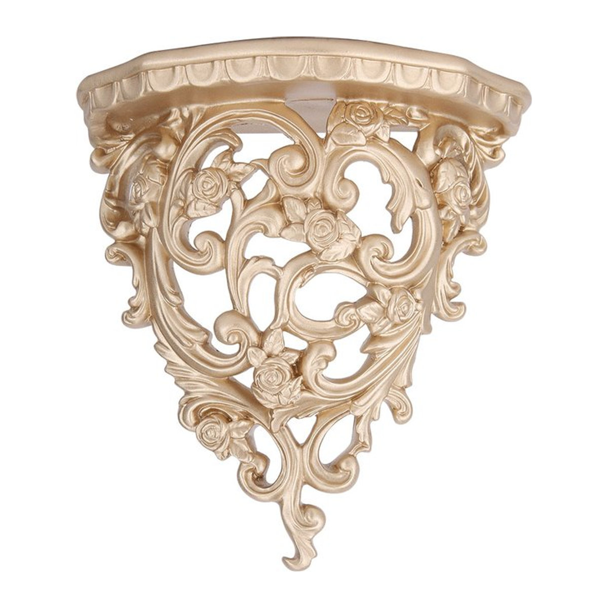 TOPINCN Wandregal in Gold mit floralem Harz-Design für Wohnzimmer und Badezimmer - Bild 1
