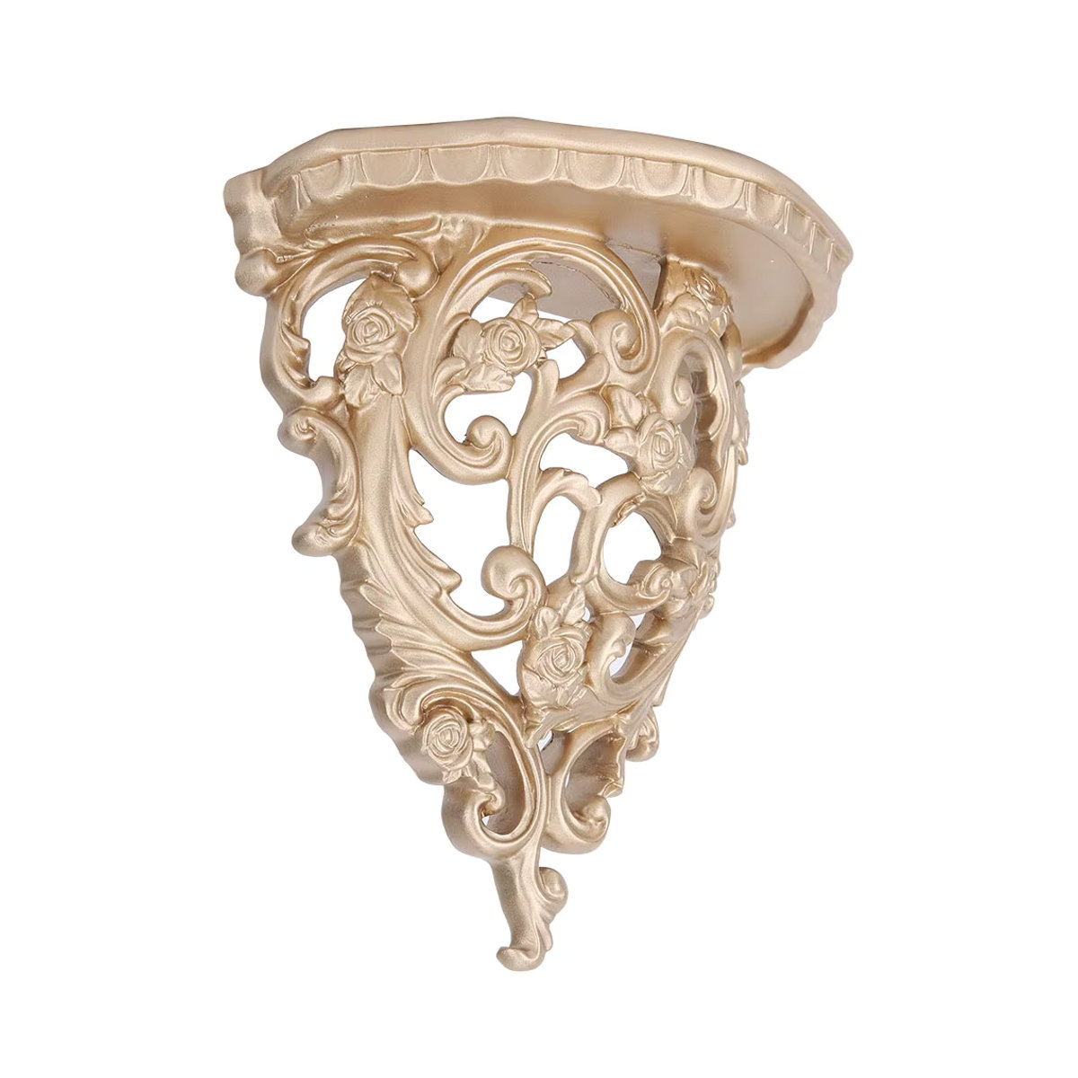 TOPINCN Wandregal in Gold mit floralem Harz-Design für Wohnzimmer und Badezimmer - Bild 3