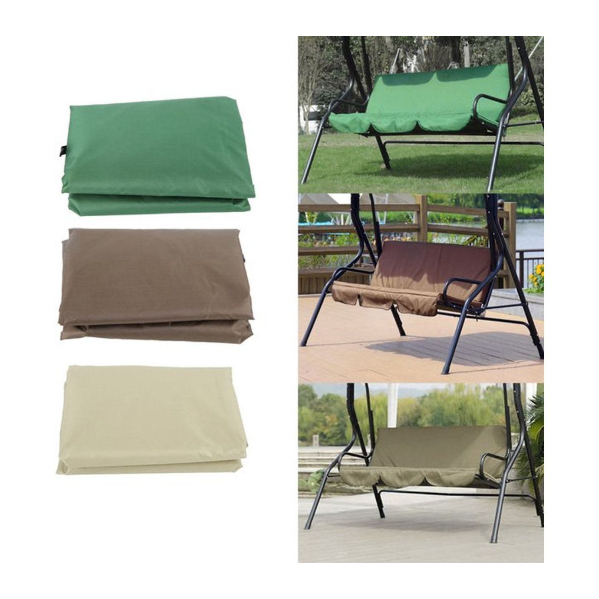 TOPINCN Wasserdichter Hängender Sitzbezug für Outdoor-Schaukel, Rechteckig, Grün, B/T/H: 150 x 50 x 10 cm - Bild 1