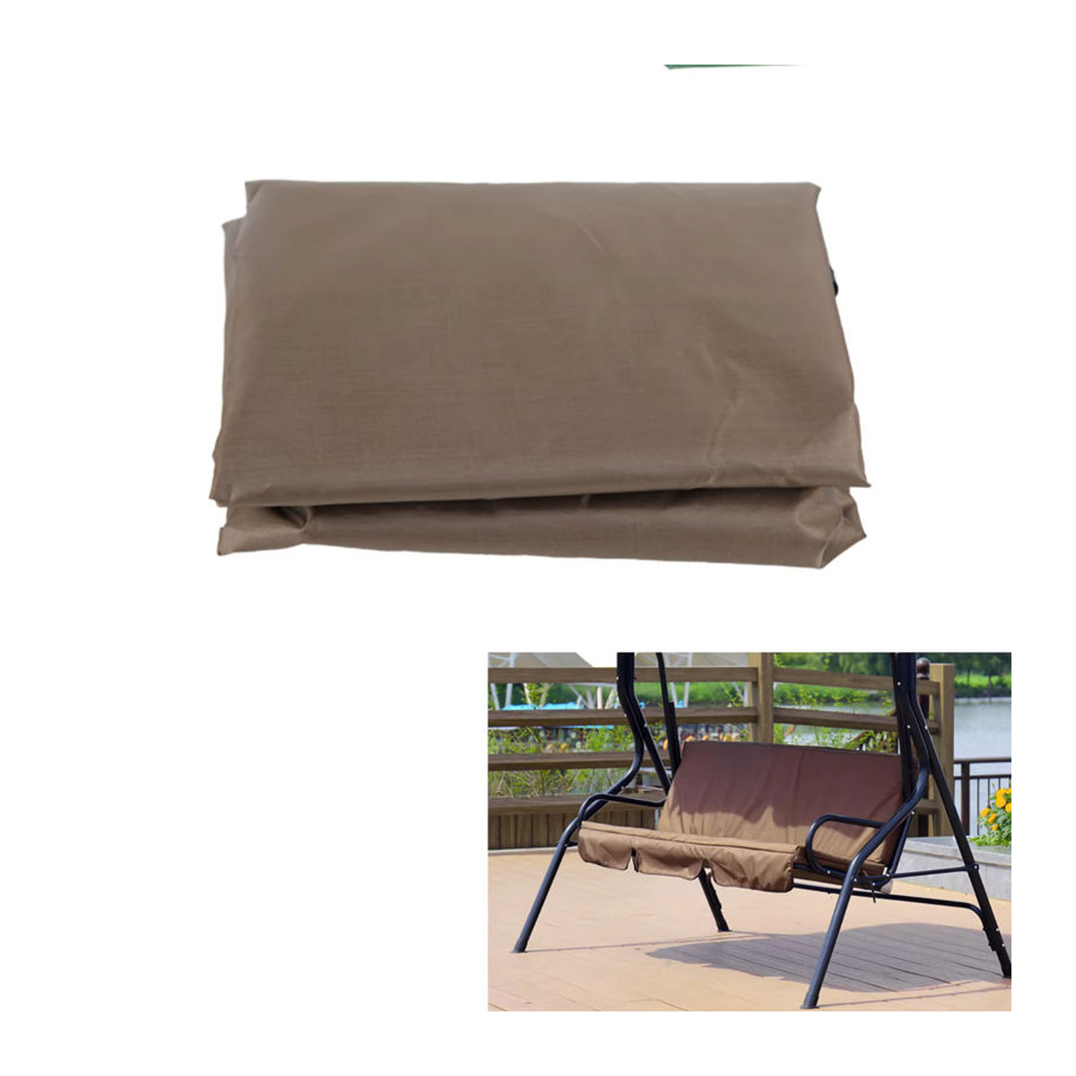 TOPINCN Wasserdichter Hängender Sitzbezug für Outdoor-Schaukel, Rechteckig, Grün, B/T/H: 150 x 50 x 10 cm - Bild 3