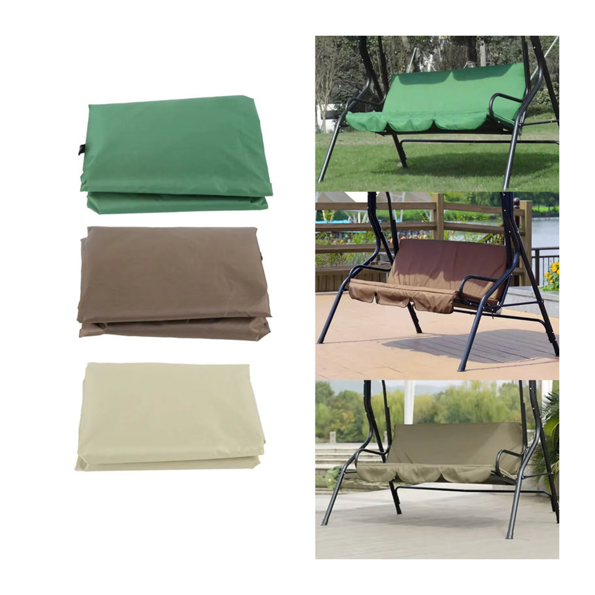 TOPINCN Wasserdichter Hängender Sitzbezug für Outdoor-Schaukel, Rechteckig, Grün, B/T/H: 150 x 50 x 10 cm - Bild 7