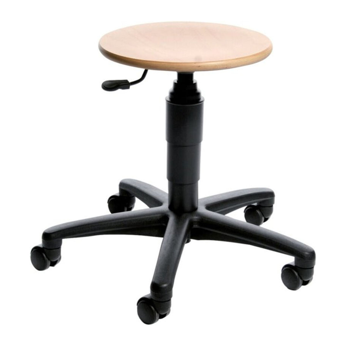 Topstar Drehhocker TEC 60 mit Rundsitz aus Buche Natur und Rollen, Sitzhöhe: 390-520 mm - Bild 1
