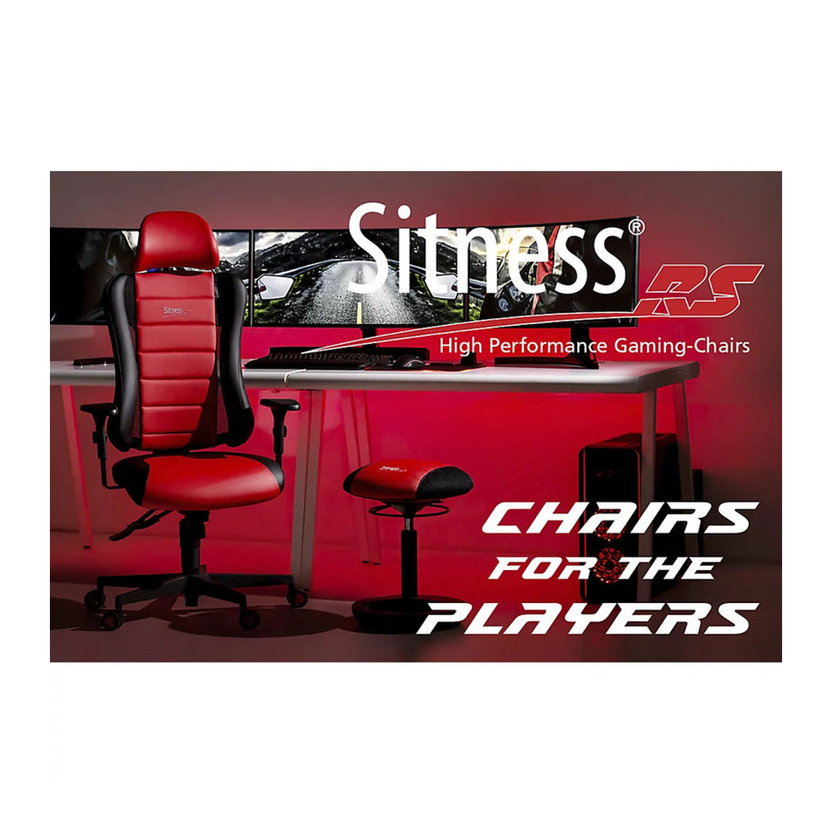 Topstar Gaming Stuhl SITNESS RS in Schwarz/Rot mit 3D-Sitzfläche, Synchronmechanik und Kopfstütze - Bild 4
