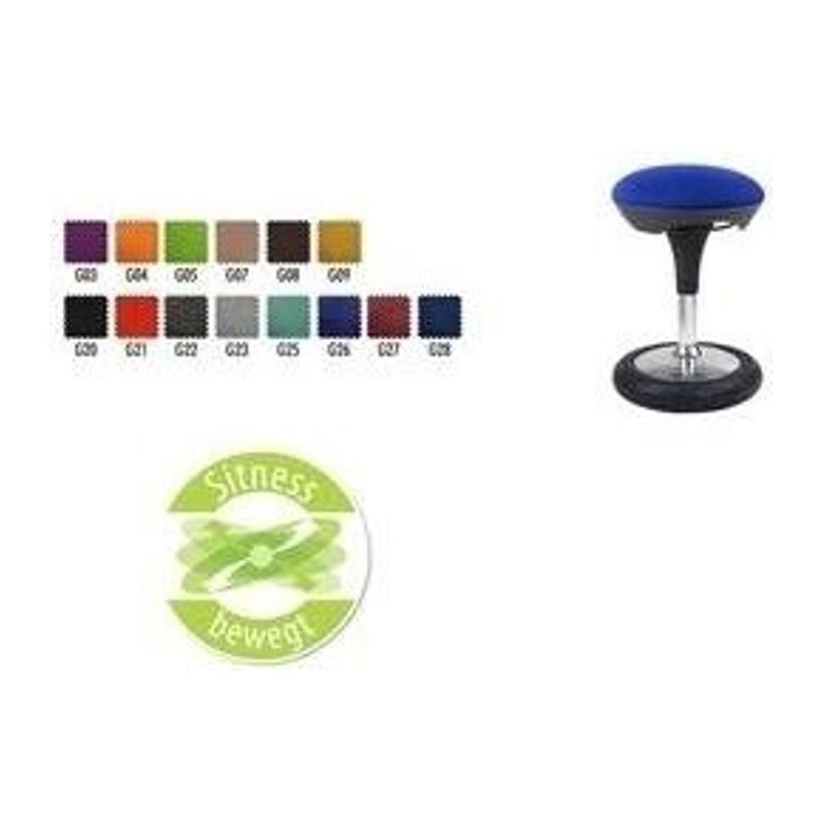 Topstar Sitness 20 Ergonomiestuhl als Stehhilfe in Blau mit Chrom-Gestell und Stoffbezug - Bild 1