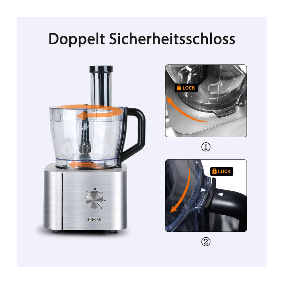 TopStrong Pro Kitchen System 11-in-1 Multifunktions-Küchenmaschine mit 1100 W, 3,2 l Schüssel und 1,5 l Mixer, Silber, Modern - Bild 3