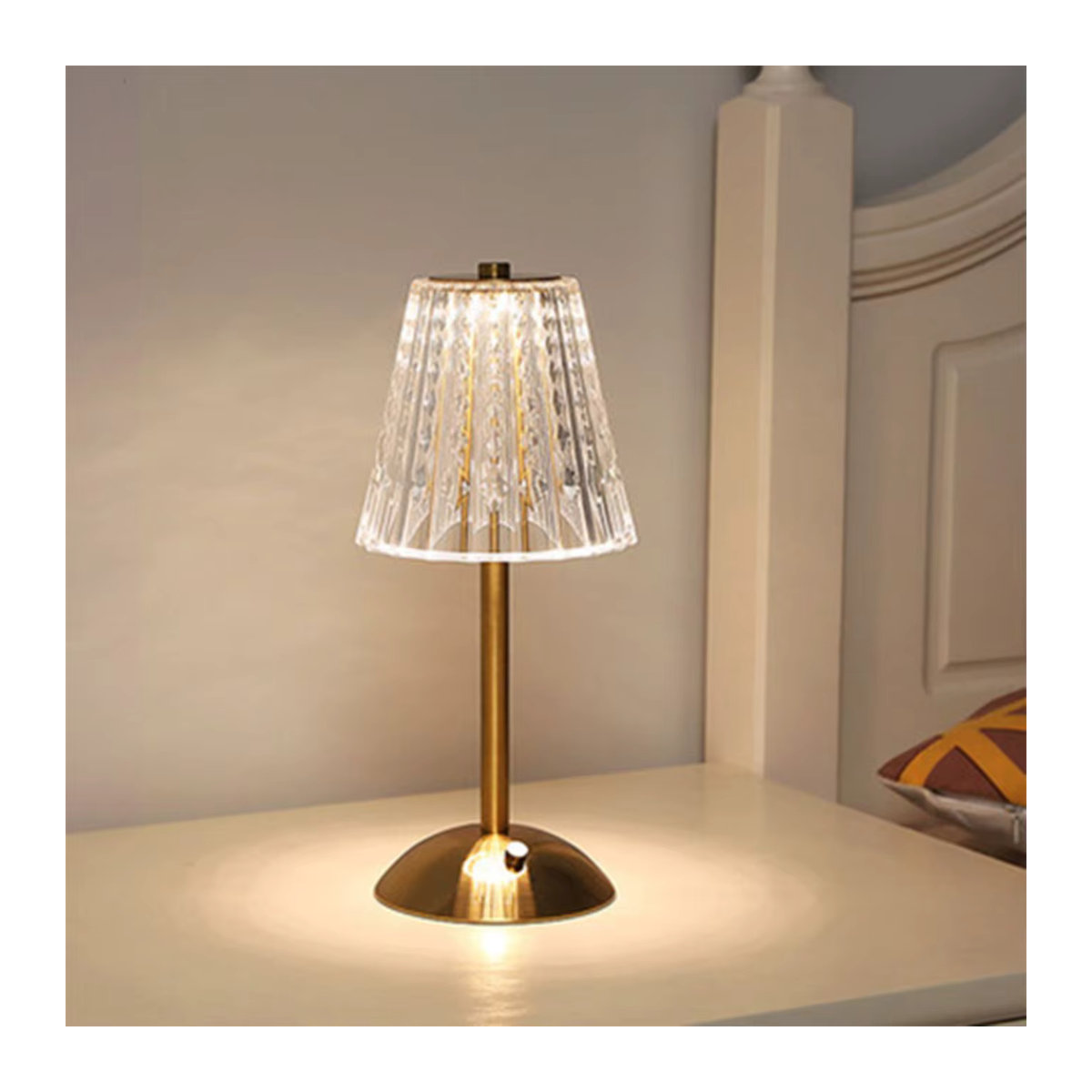 Topwinson Kristall Retro Tischlampe mit dimmbarer LED für Schlafzimmer und Nachttisch - Bild 3