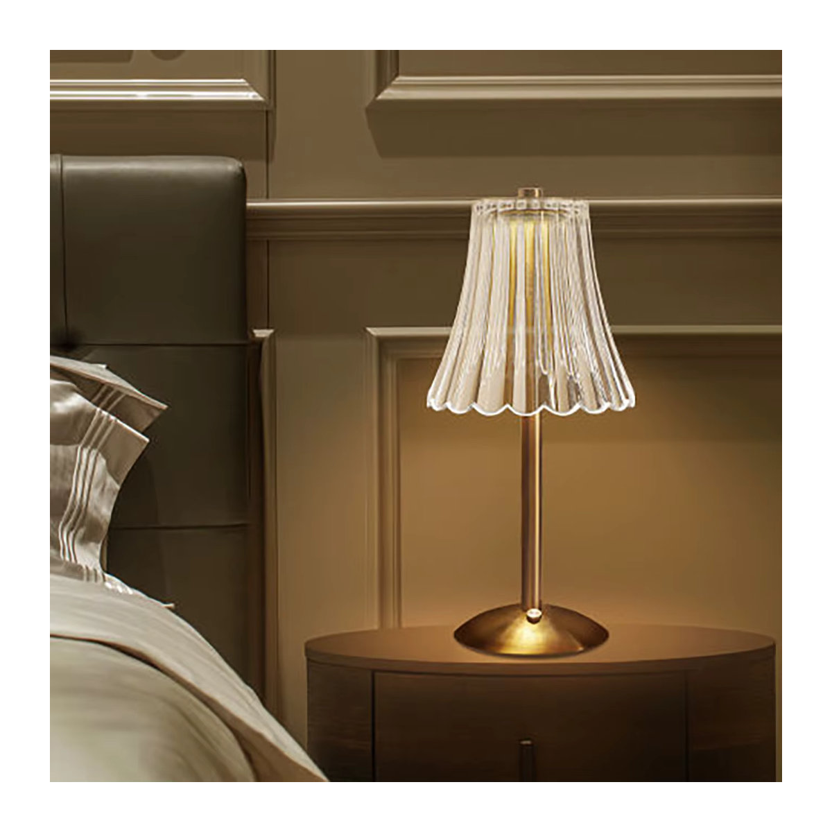 Topwinson Kristall Retro Tischlampe mit dimmbarer LED für Schlafzimmer und Nachttisch - Bild 4