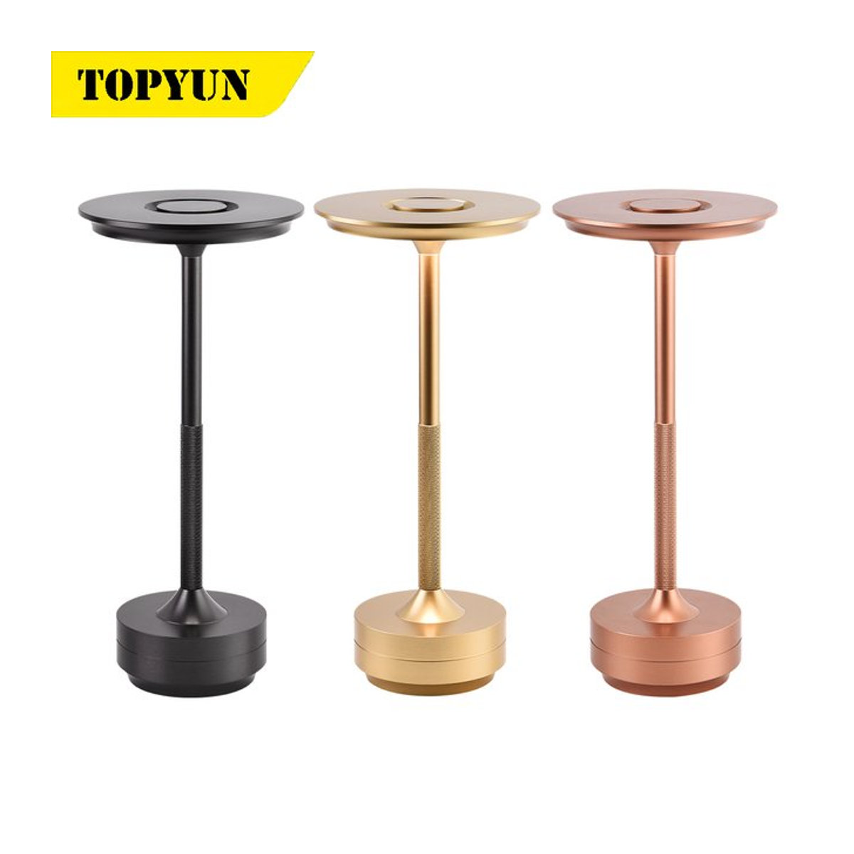 Topwinson LED Nachttischlampe in Schwarz mit USB-Aufladung, stufenloser Dimmung und dreifarbiger Lichtsteuerung, moderne Schreibtischlampe aus Metall - Bild 1