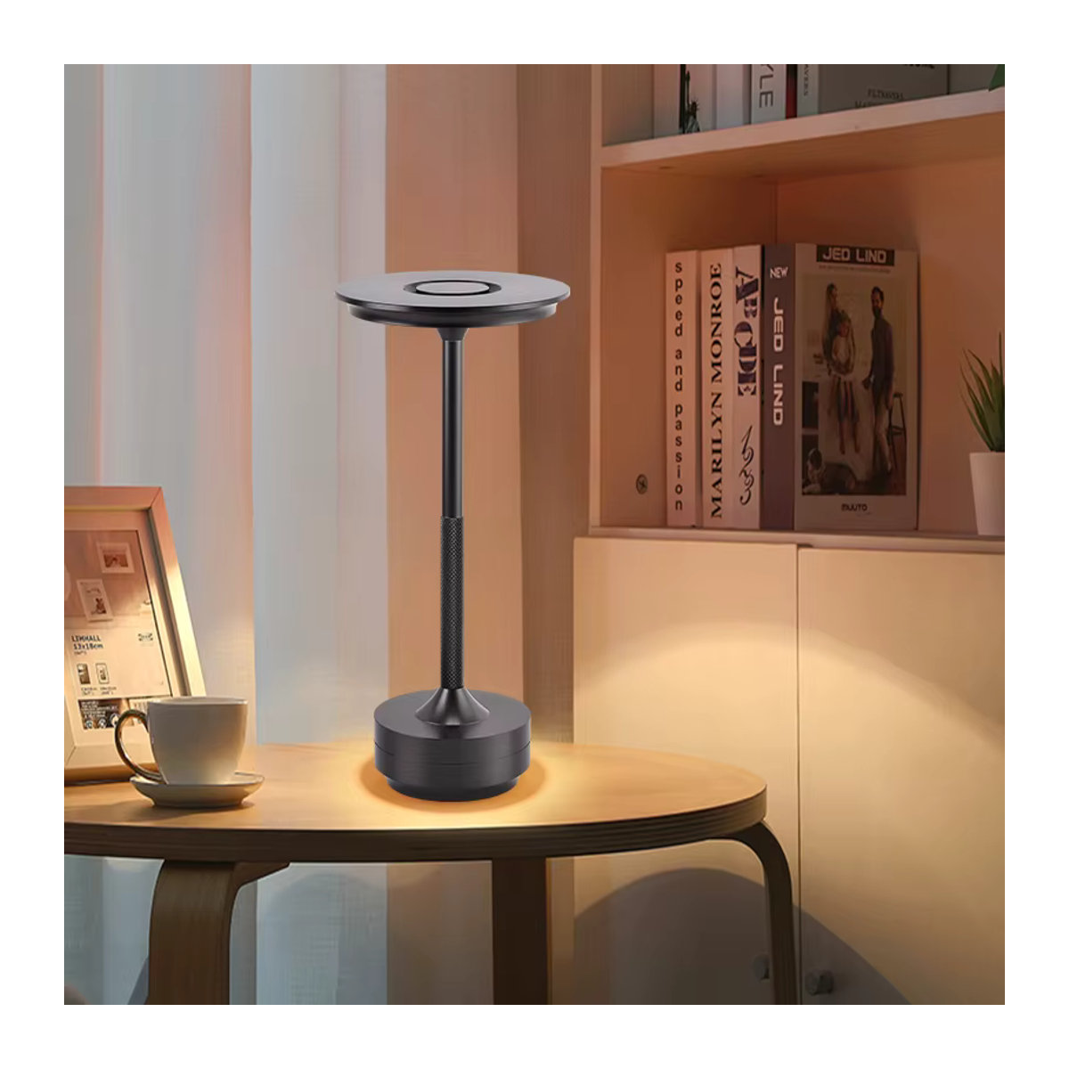 Topwinson LED Nachttischlampe in Schwarz mit USB-Aufladung, stufenloser Dimmung und dreifarbiger Lichtsteuerung, moderne Schreibtischlampe aus Metall - Bild 2