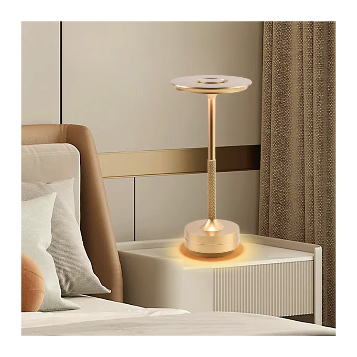 Topwinson LED Nachttischlampe in Schwarz mit USB-Aufladung, stufenloser Dimmung und dreifarbiger Lichtsteuerung, moderne Schreibtischlampe aus Metall - Bild 4