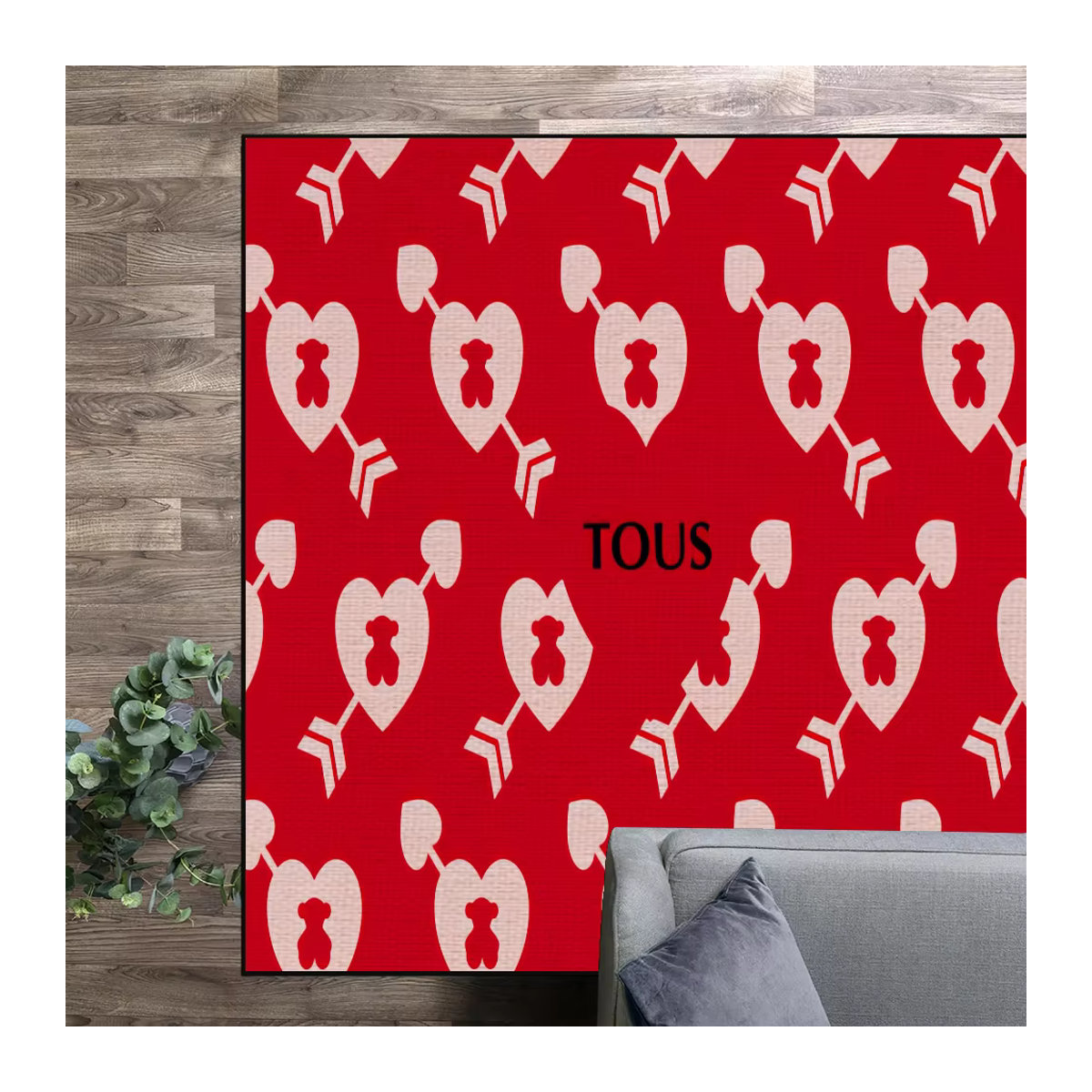 Tous Bär Luxus Teppich rot mit Print für Wohnzimmer Schlafzimmer und Bad - Bild 2