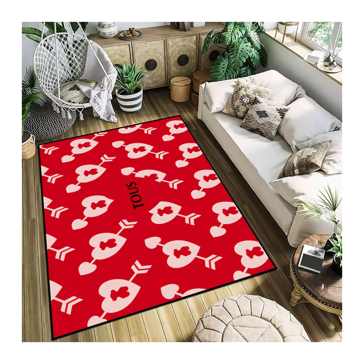 Tous Bär Luxus Teppich rot mit Print für Wohnzimmer Schlafzimmer und Bad - Bild 3