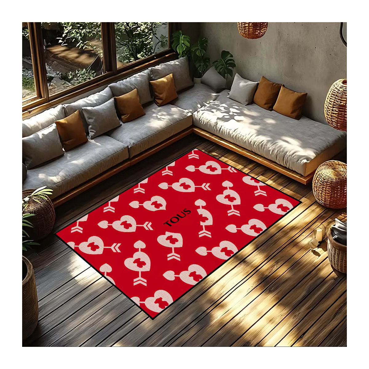 Tous Bär Luxus Teppich rot mit Print für Wohnzimmer Schlafzimmer und Bad - Bild 4