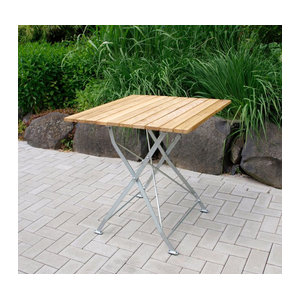 TPFGarden Klapptisch BAD BELZIG aus Robinienholz in Natur mit verzinktem Stahlgestell B/T: 70 x 70 cm