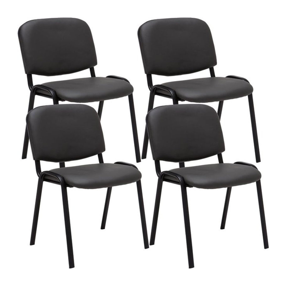 TPFLiving 4er Set Besucherstuhl Keen Modern Kunstleder Gestell Schwarz mit Bezug Grau - Bild 2