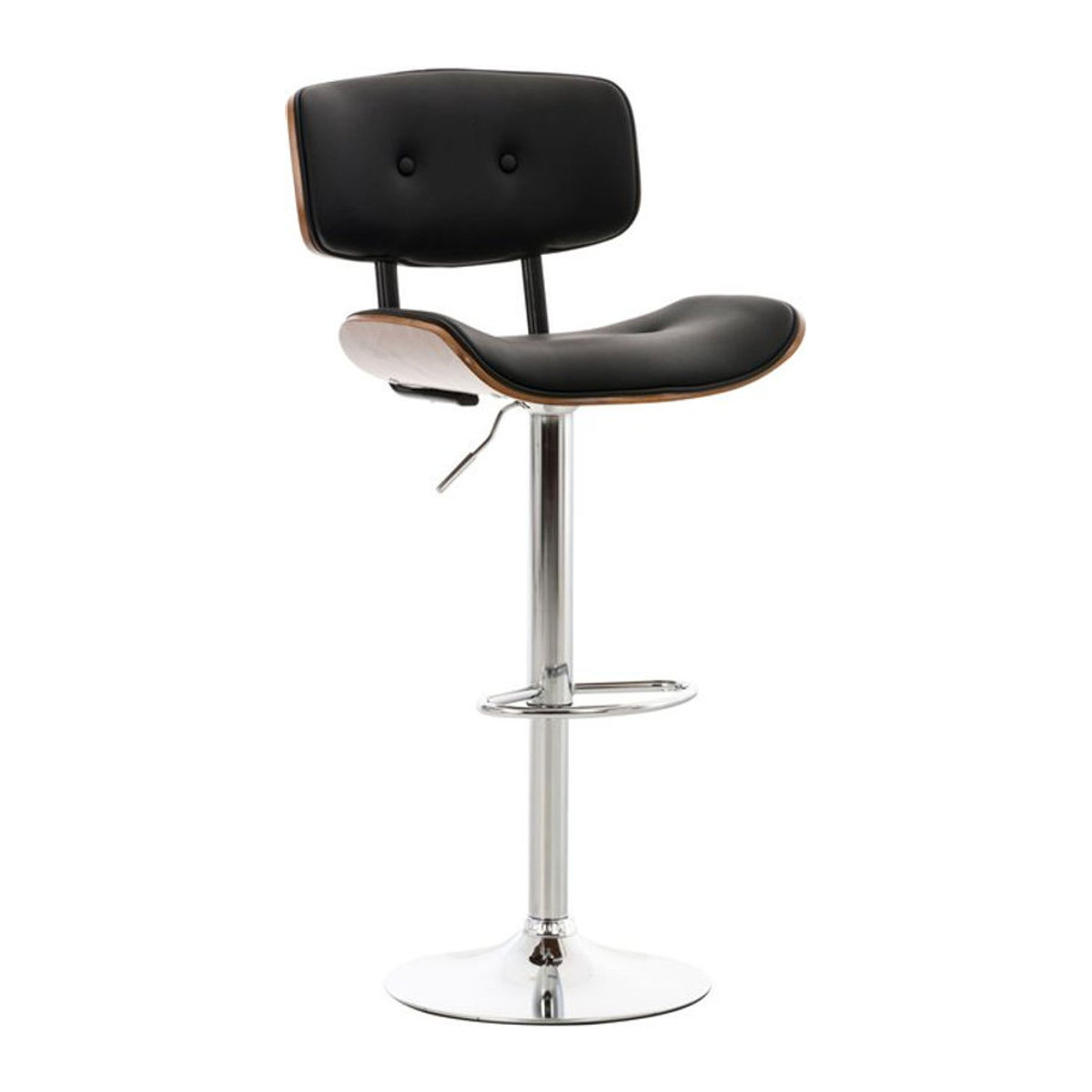 TPFLiving Barhocker Sarnico Modern mit Metallgestell in Chromoptik und Kunstleder in Schwarz - Bild 1