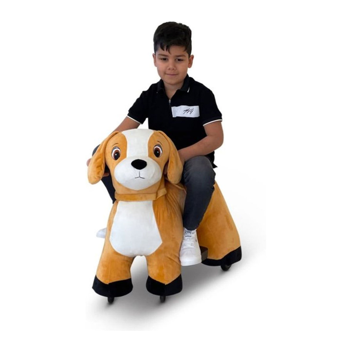 TPFLiving Reittier Hund Kenya in Orange und Weiß aus Textil für Kinder - Bild 1