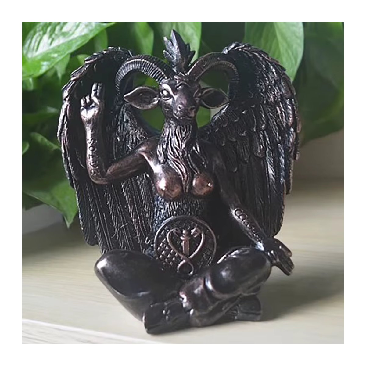 TPXCKz Baphomet Statue als hängende Wanddekoration und Türklopfer aus Kunstharz in Schwarz - Bild 2