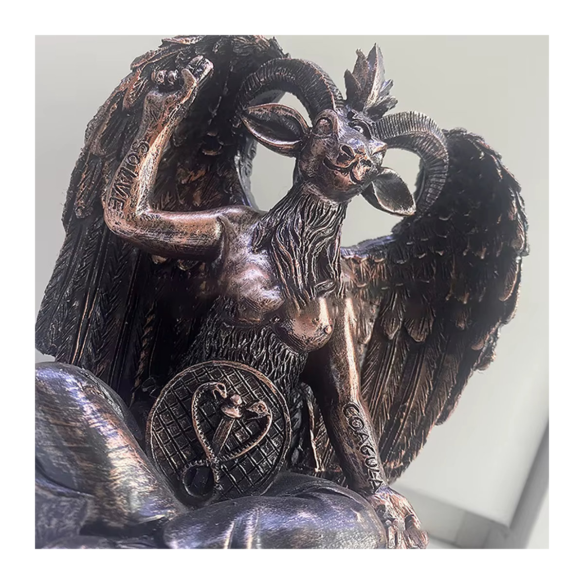 TPXCKz Baphomet Statue als hängende Wanddekoration und Türklopfer aus Kunstharz in Schwarz - Bild 5