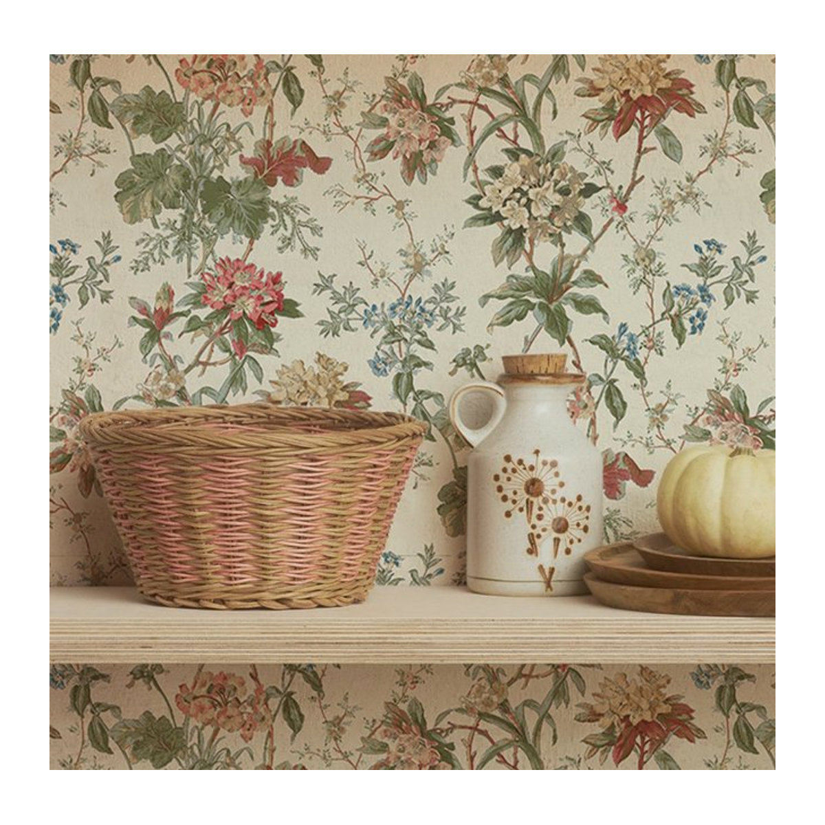 &Tradition Vintage Wandtapete mit floralem Blatt-Design in Grün und Weiß - Bild 1