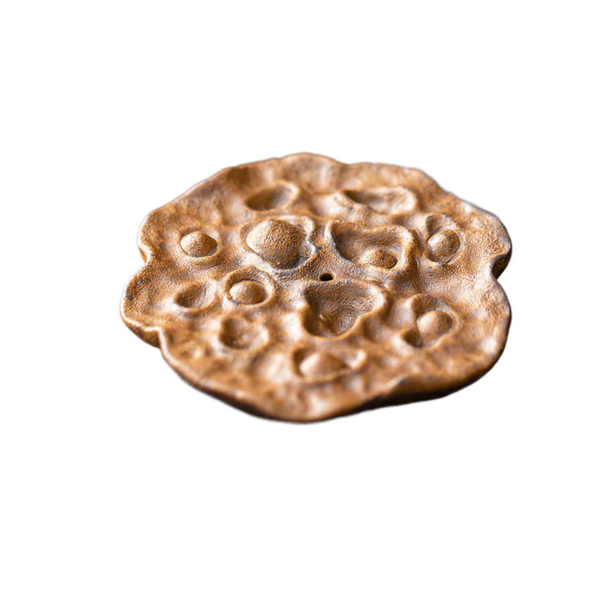 Traditionelle Zisha Teekannenabdeckung aus Keramik mit floralem Lotus-Design in Braun - Bild 4