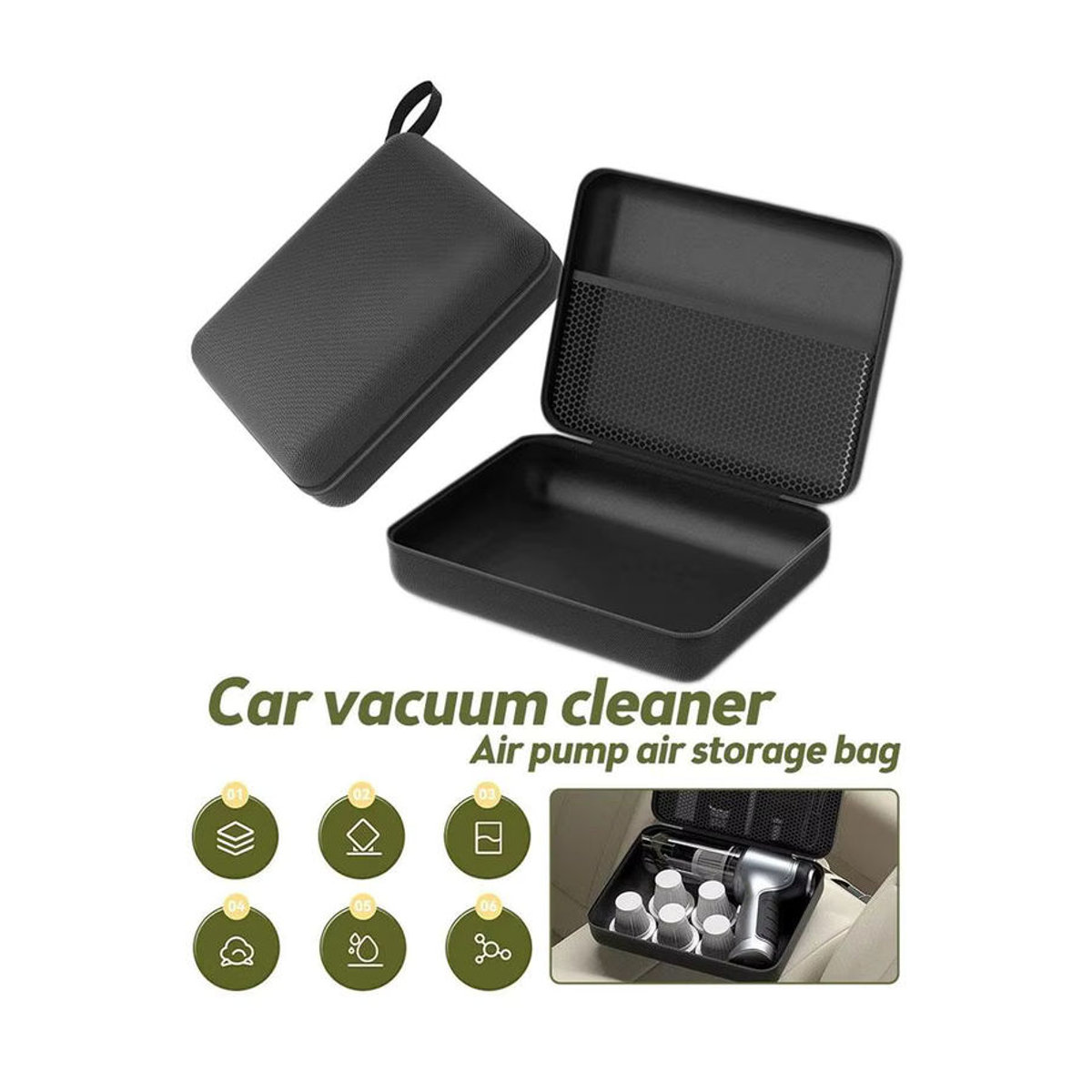 Tragbare EVA-Aufbewahrungstasche mit Reißverschluss in Schwarz als multifunktionaler Organizer für Outdoor-Werkzeuge und Zubehör - Bild 6